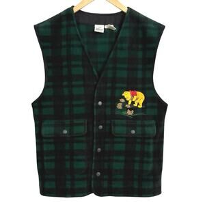 Vintage Disney Store Winnie The Pooh Embroidered Plaid Vest Women’s Size XL